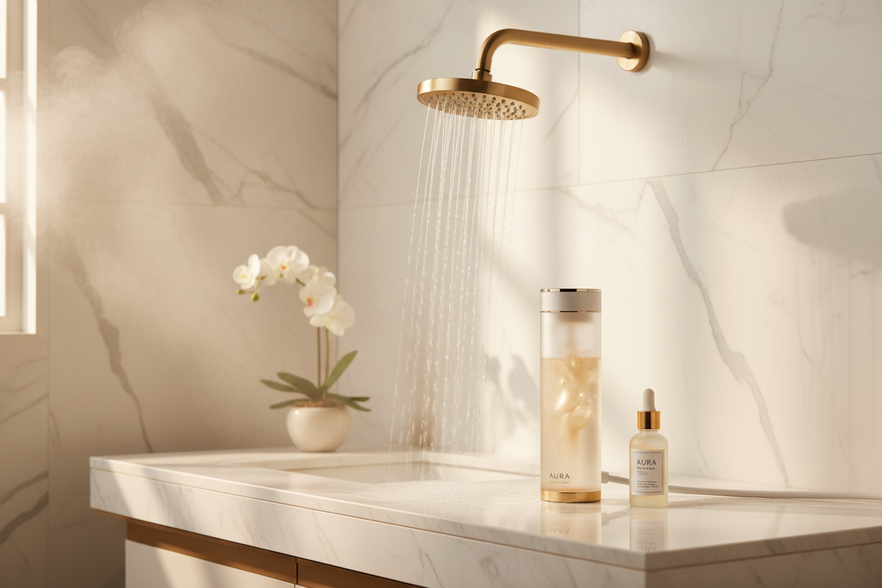 Luxury shower filter fragrance